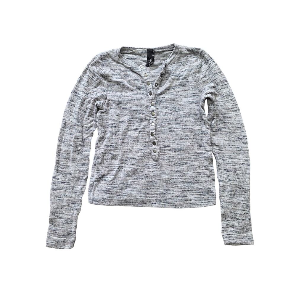 Bobi Gray Marled Long-sleeve Henley Top Size XS